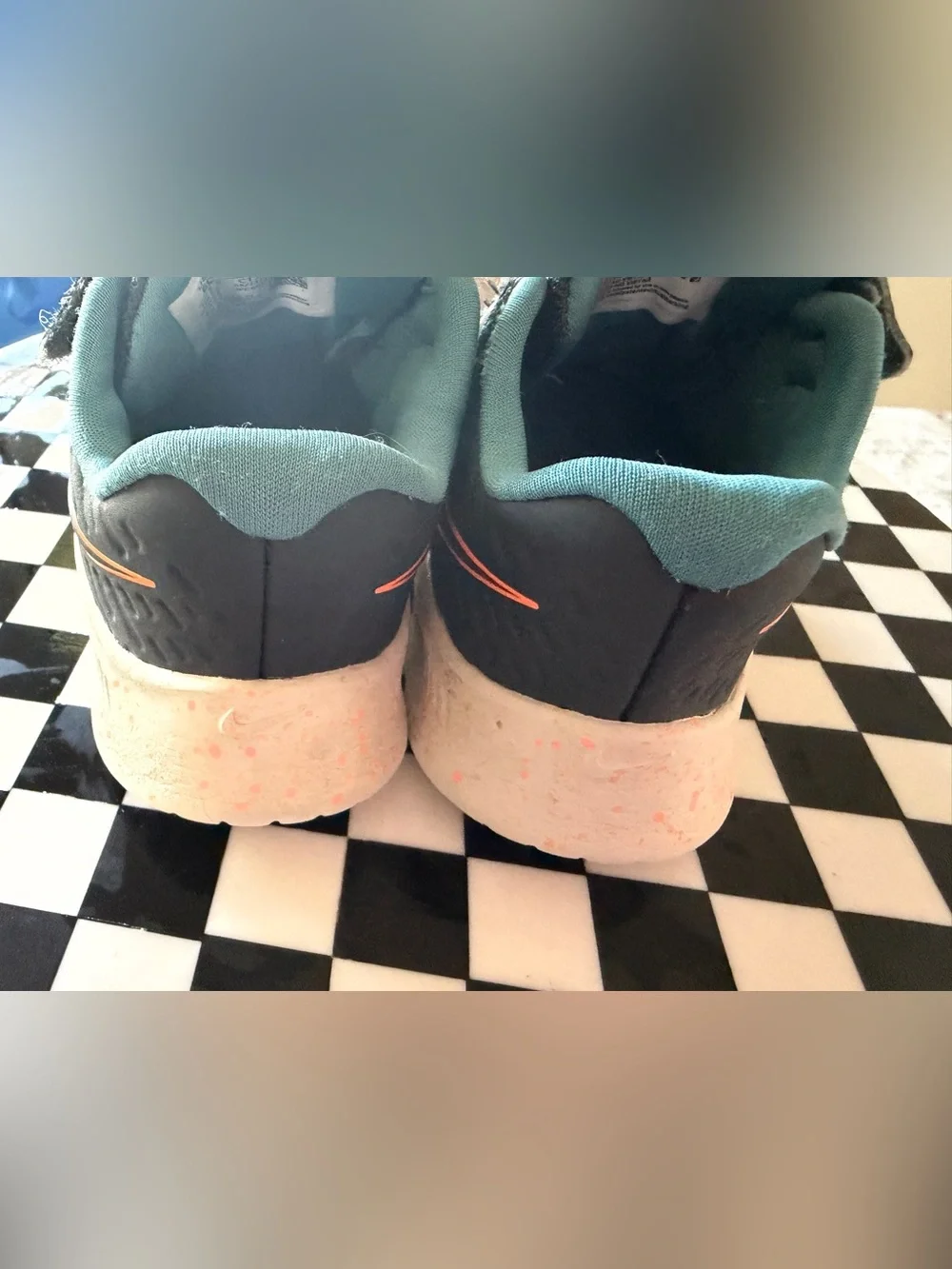 Nike Kids Gray & Teal Velcro Sneakers with Orange Swoosh